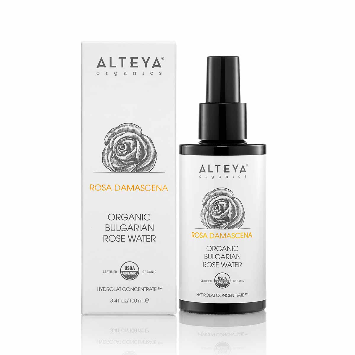 Floral-Waters-Organic-Bulgarian-Rose-Water-box-100-ml-Glass-Bottle-Alteya-Organics - Apply gently with a cotton ball onto face and neck, or close eyes and mist after cleansing. Re-apply any time of the day to hydrate and refresh skin or to set makeup.