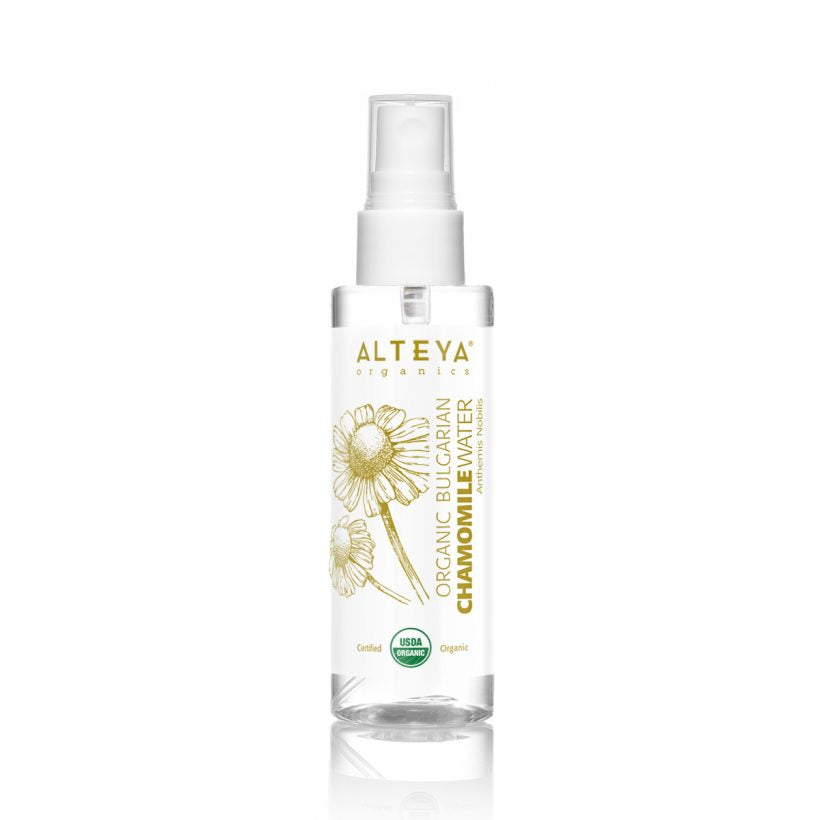 Alteya’s 100% pure Chamomile Flower Water is obtained by steam distillation of fresh, organic Chamomile flowers. This very gentle flower water helps awaken and tone dull skin. It is also useful for troublesome skin and helps against skin irritation and inflammation. Its pleasant, fresh, lemony scent uplifts the spirits and revitalizes the mind.