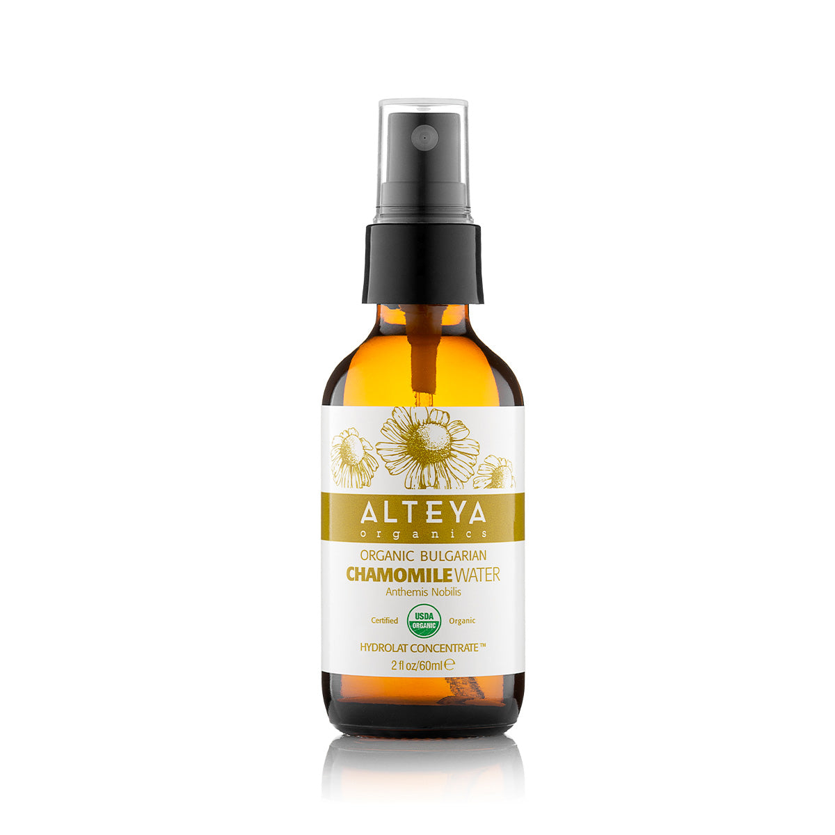Alteya’s 100% pure Chamomile Flower Water is obtained by steam distillation of fresh, organic Chamomile flowers. This very gentle flower water helps awaken and tone dull skin. It is also useful for troublesome skin and helps against skin irritation and inflammation. Its pleasant, fresh, lemony scent uplifts the spirits and revitalizes the mind.