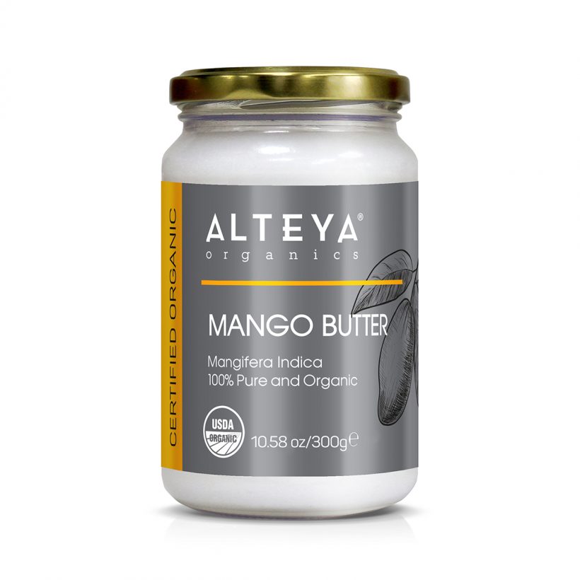 Use Mango Butter on your hair as a pre-poo deep conditioning treatment – work it into your strands from roots to tips and allow to sit in your hair for an hour. Rinse out well and wash hair as normal.  Melt a tiny amount of butter between your palms then dab it onto the tips of your hair to help moisturize and condition dry ends.