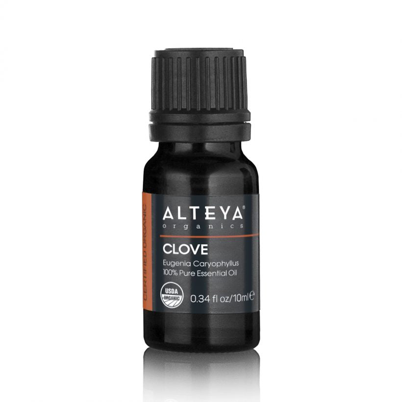 Clove essential oil is an aphrodisiac, it also stimulates the mind and helps to prevent depression. It helps with indigestion, relieves respiratory problems, applied through massage relieves pain due to arthritis and rheumatism. The aroma of clove oil has an insect repellent effect.