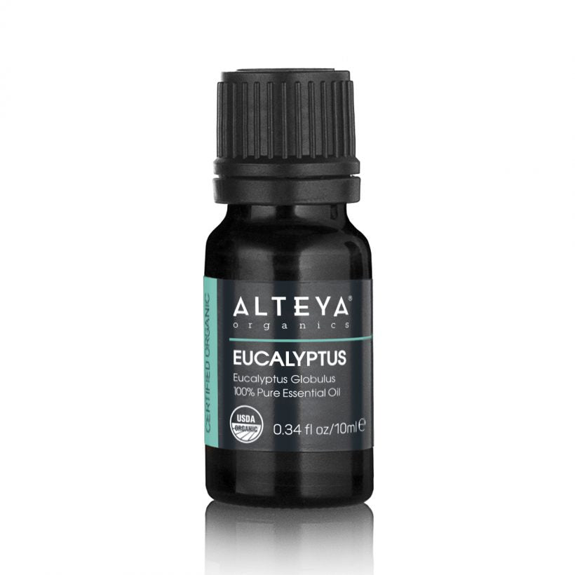 sed in aromatherapy Eucalyptus essential oil stimulates the mind and energizes the body. It is also known to help relieve airways during a cold or flu and to eliminate harmful bacteria. Used cosmetically Eucalyptus essential oil is reputed to aid in skin regeneration processes. It is also beneficial for acne-prone skin – to cleanse and disinfect it.