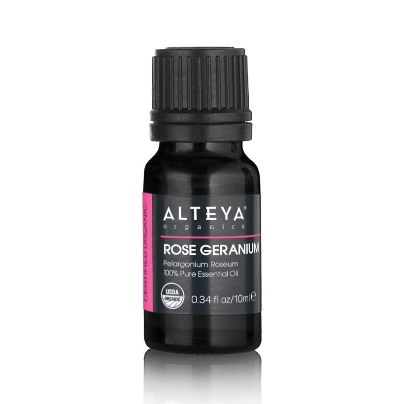 The cooling, uplifting rose-scented geranium has long been cherished both for the unique complexity of its fragrance and for the broad range of its applications. Widely used in skincare for its balancing and beautifying properties, this essential oil is known to promote clear and healthy-looking skin. Used in aromatherapy it is often considered to promote feelings of peace and relaxation.