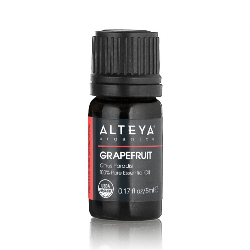 Our Organic Grapefruit essential oil has lively, refreshing, and invigorating aroma. Derived from the rind of this flavorful citrus fruit, the grapefruit oil has a predominance of limonene – the bright, lemony monoterpene that provides this delightful aroma. This energizing essential oil is also favored ingredient in skincare, because of its powerful purifying benefits and its ability to promote clear, and healthy- looking skin.
