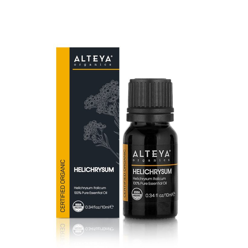 Helichrysum is extremely versatile oil that has become popular in the last decade -mainly for its benefits for mature, sensitive and damaged skin. It contains the highest known percentage of beta-diketones of any essential oil. Diketones are highly regarded as one of the most precious constituents responsible for oil’s amazing skincare benefits. Its herbaceous-floral scent makes it also a very nice addition to one’s aromatherapy kit.