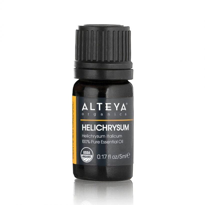 Helichrysum Italicum is a beautiful plant that originated in the Mediterranean region. It has distinctive bright yellow flowers – this is where its name comes from -“Helichrysum Italicum” means “Golden Sun of Italy”. Its other name – “Immortelle” (Everlasting or Immortal in French) – is associated with the long-lasting blossoms of the plant that keep their bright color long after they have been picked.