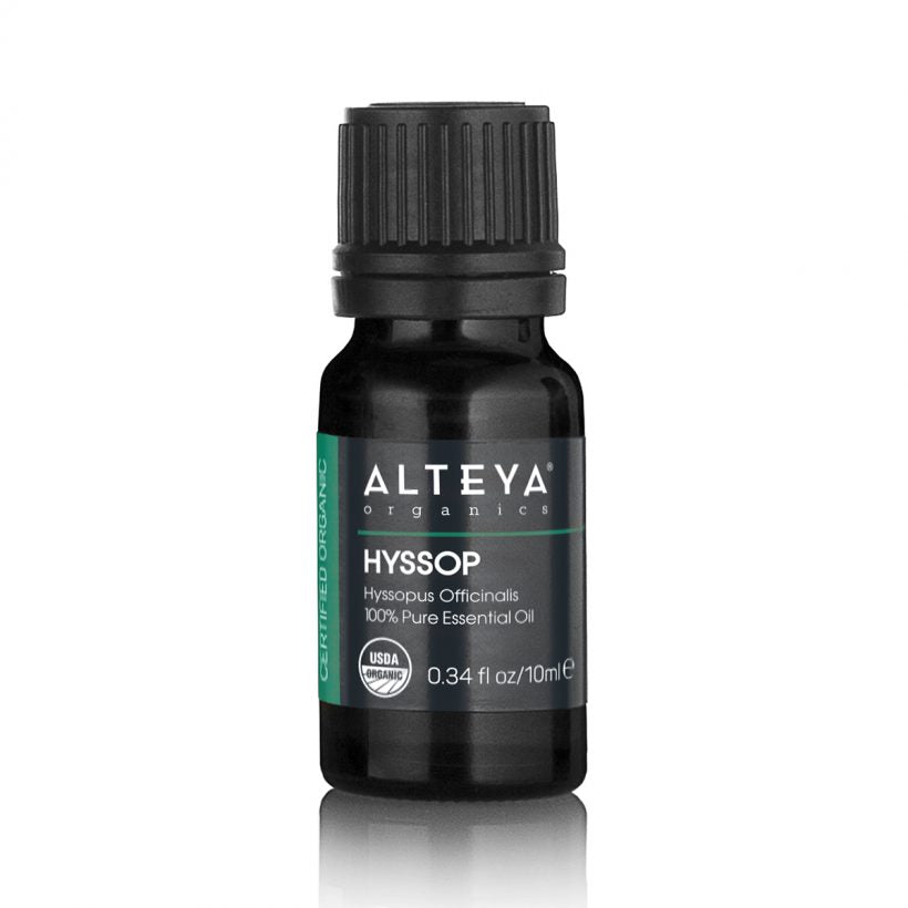 Organic-Essential-Oils-Hyssop-Oil-10ml-alteya-organics - It is believed that hyssop essential oil provides support in cases of respiratory problems or viral infections. It is also reputed to aid the proper function of the digestive system.