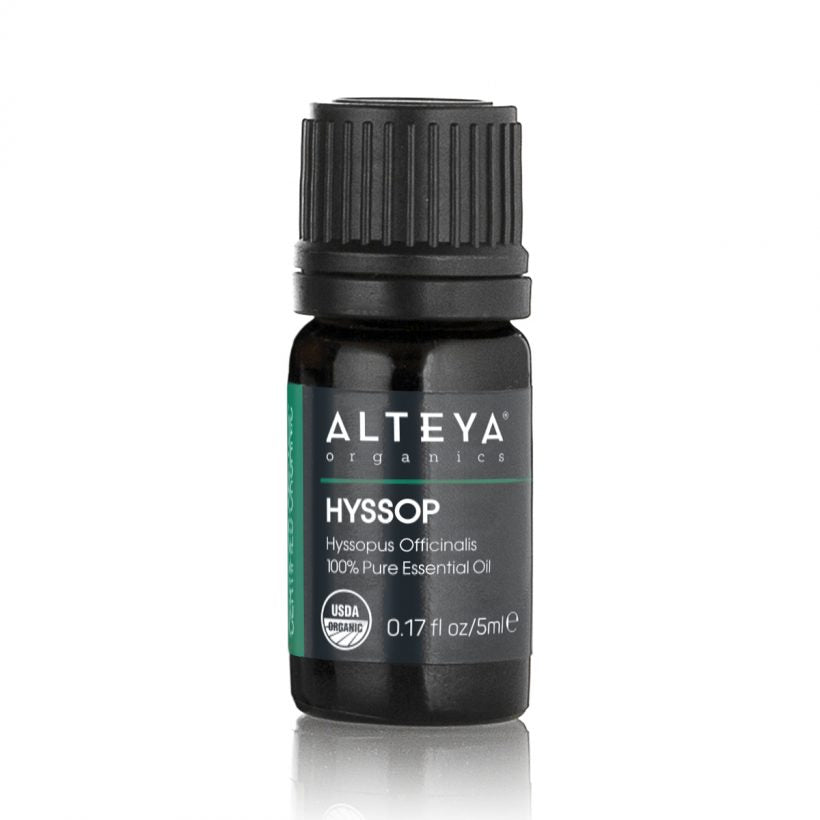 Hyssop essential oil is extracted from the leaves and flowers of the Hyssopus Officinalis plant through steam distillation. It has a fresh, lightly sweet scent, which is a mix between flowery and bitter.  Used in aromatherapy hyssop oil enhances concentration and helps cope with anxiety and fatigue.