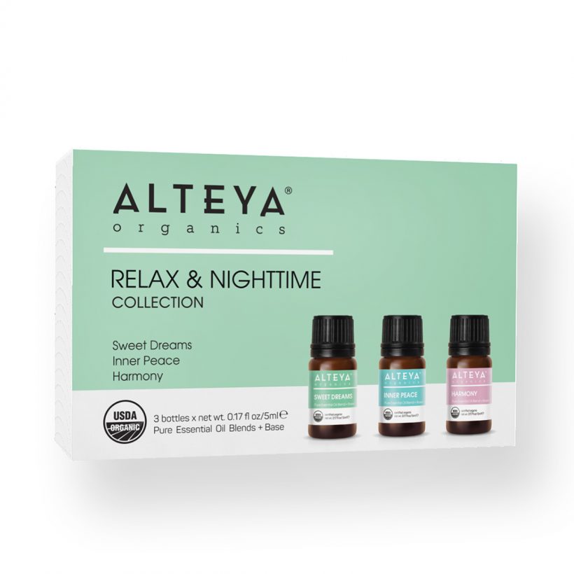 Essential oils, with their beautiful scent and skin-loving properties have a proven positive effect on body and mind. They are the essences of plants – super concentrated liquids, that we have made safe for direct use on skin and hair – in a plant-oil base. Alteya’s Relax & Nighttime Collection brings together three beautiful soothing aromas to promote relaxing moments.