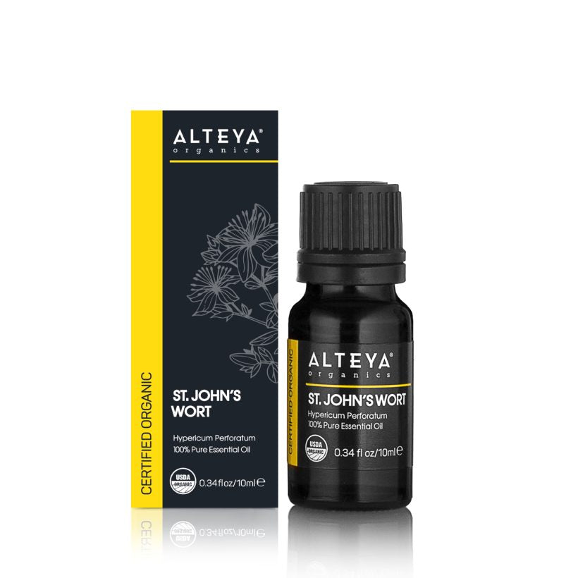 St. John’s wort essential oil is known for its powerful anti-inflammatory properties as well as its anti-traumatic action. It is used very successfully for sports injuries. Applied externally (pre-diluted in the base), it has a cooling and analgesic effect. In aromatherapy, it is believed that St. John’s wort oil can help fight depression.
