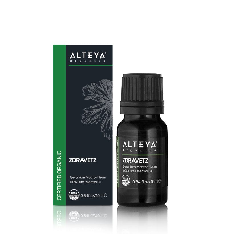 Zdravetz essential oil has herbal and sweet-woody aroma with hints of rose and spice. It is cherished in perfumery because of its unique scent and for its excellent fixative quality. Zdravets should not be confused with geranium oils from the botanical family Pelargonium. These two do not share a similar aroma.