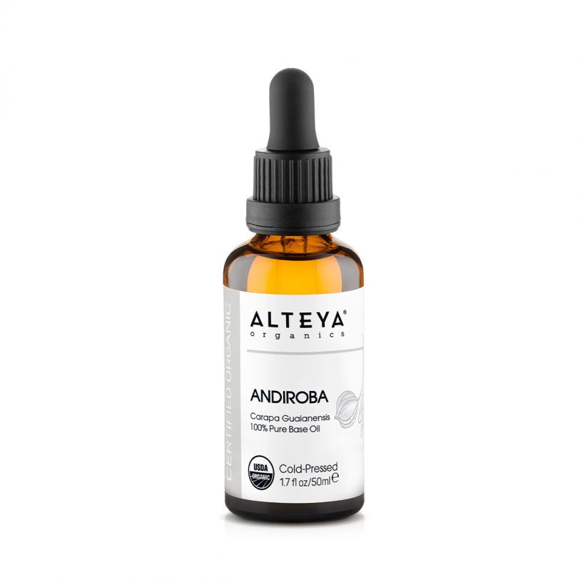 Organic-carrier-oils-organic-Andiroba-oil-50ml-alteya-organics - Skin Application—apply a few drops daily or as needed to entire face – on its own or after water-based treatments. Use only as directed on unbroken skin. Hair Application—add a few drops on the scalp and hair lengths. Let it stay for 30 min to an hour. Then wash with shampoo