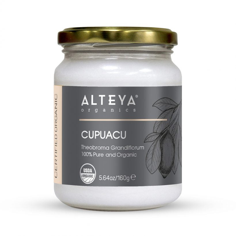 Organic-carrier-oils-organic-Cupuacu-butter-160gr-alteya-organics - Thanks to its antioxidant content Cupuacu butter soothes and protects skin while supporting the skin-restoring processes. Used in hair care Cupuacu butter hydrates, nourishes, and promotes elasticity.