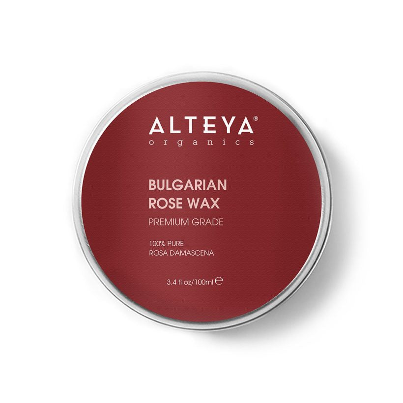 Our Rose wax is 100% pure floral wax derived from fresh Rosa Damascena blossoms from our own organic rose plantations in the heart of the Bulgarian Rose Valley. Rose wax has a firm consistency and soft, sweet, floral fragrance with honey-like notes. Its color can vary from yellow to dark brown.