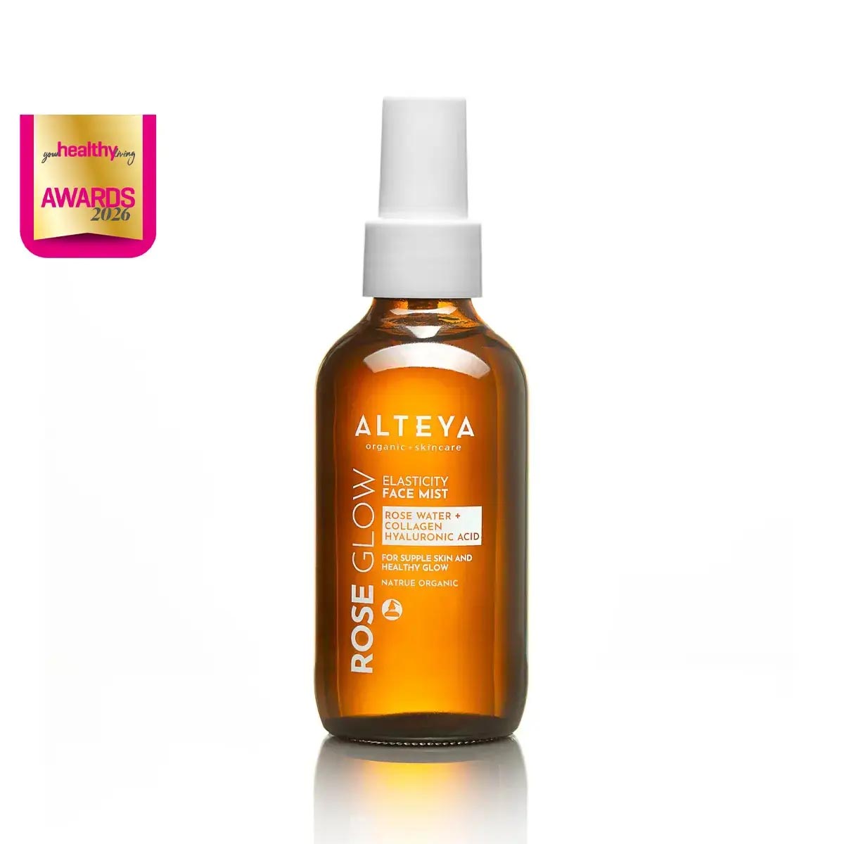 A certified organic floral mist, formulated to preserve skin's youthfulness and defense mechanisms. This gentle aromatic water, infused with skin-renewing marine collagen and hydrating hyaluronic acid, locks in moisture and improves the appearance of fine lines and wrinkles for a revitalized, plump skin and a radiant complexion that lasts all day.