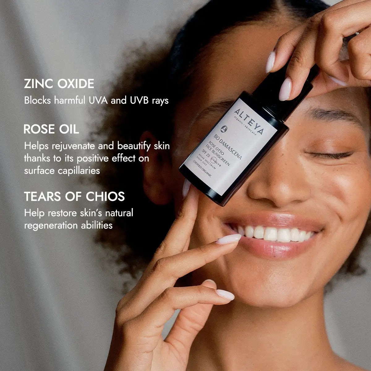 ingedients  rose otto face sunscreen spf 25 bio damascena