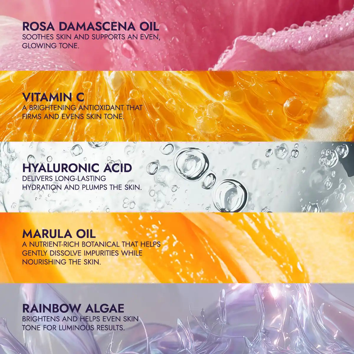 key ingredients for luminous rose balancing cleanser