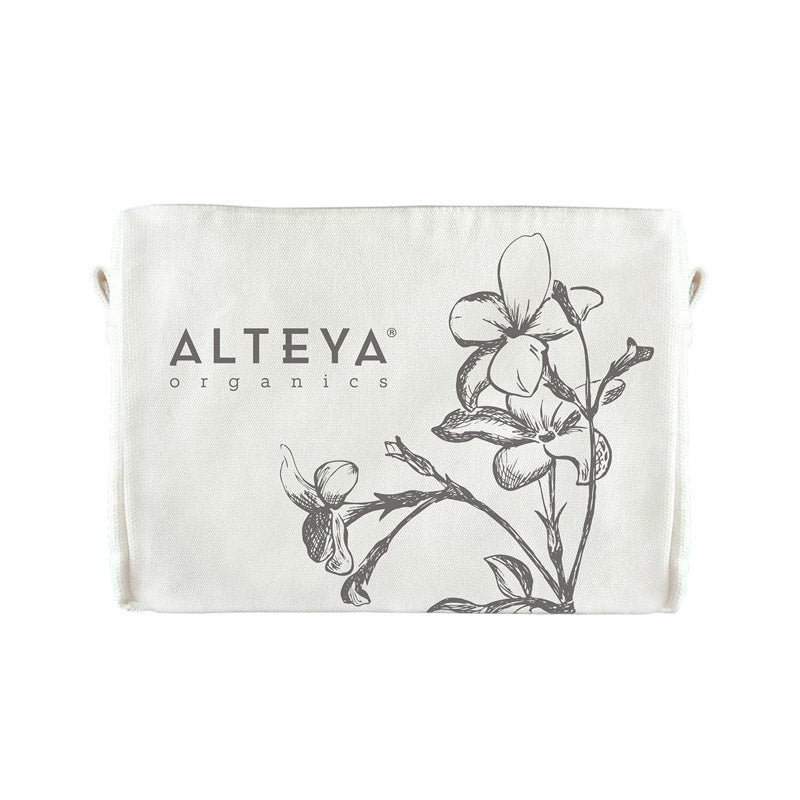 WHITE COSMETIC BAG WITH JASMINE