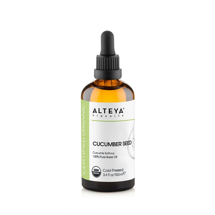Carrier-oil-Alteya-Organics-Cucumber-Seed-Oil-100ml - Skin Application—apply a few drops daily or as needed to entire face – on its own or after water-based treatments. Use only as directed on unbroken skin.  Hair Application—add a few drops on the scalp and hair lengths. Let it stay for 30 min to an hour. Then wash with shampoo
