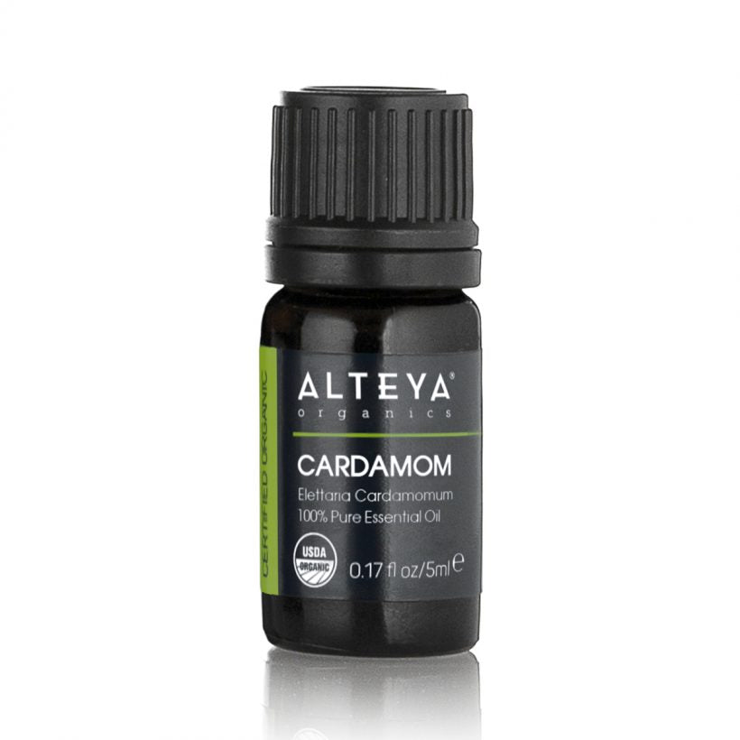 The seeds of the plant are steam-distilled to produce the warm, fragrant Cardamom essential oil. Cardamom essential oil is known to soothe and relax the body and mind, while also boosting the immunity. Applied cosmetically, this oil promotes youthful looking skin and healthy hair.