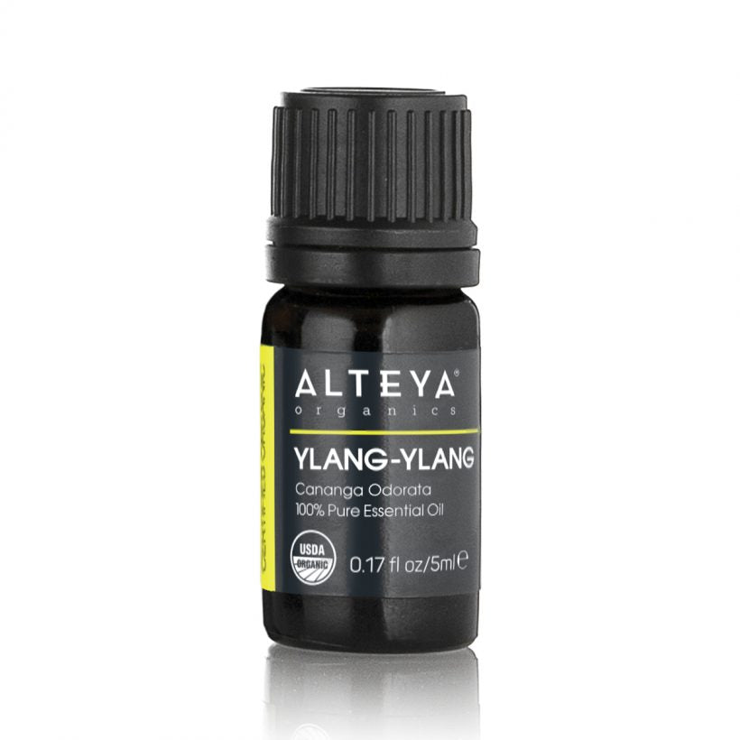 Ylang-Ylang essential oil is extracted from freshly-picked flowers of Canaga Odorata plant by steam distillation.  It is believed that used in aromatherapy, ylang-ylang oil brings a feeling of calmness, and reduces stress and tension. It is also known as a powerful aphrodisiac.