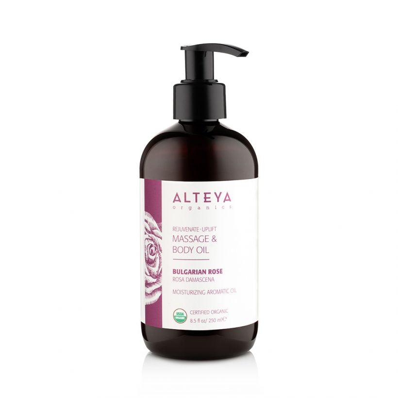 This deeply nourishing and uplifting massage and body oil moisturizes skin with a rich blend of certified organic calendula, jojoba, and macadamia oils. The botanical lipids found in these carrier oils helps strengthen skin’s barrier making it more resilient to external factors. Bulgarian Rose Massage &amp; Body Oil helps seal in moisture after shower or during a massage to reveal soft, supple, and luminous looking skin. 
