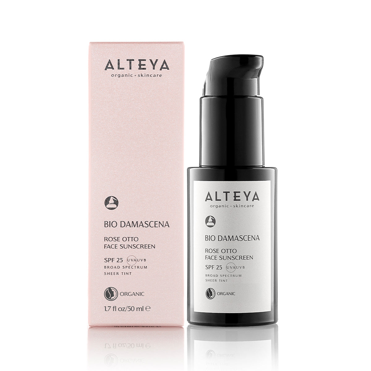 Skin-Care-Organic-Rose-Otto-Face-Sunscreen-Cream-Bio-Damascena-SPF25-Alteya-Organics - A potent extract of Crystalized Tears of Chios supports youthful, radiant complexion and reduces the appearance of fine lines and wrinkles, while Acai and Sea buckthorn extracts offer a rich source of antioxidants to protect and soothe skin, leaving it moist and glowing. The unique mineral sunscreen formula is suitable for everyday use and can be worn under makeup.