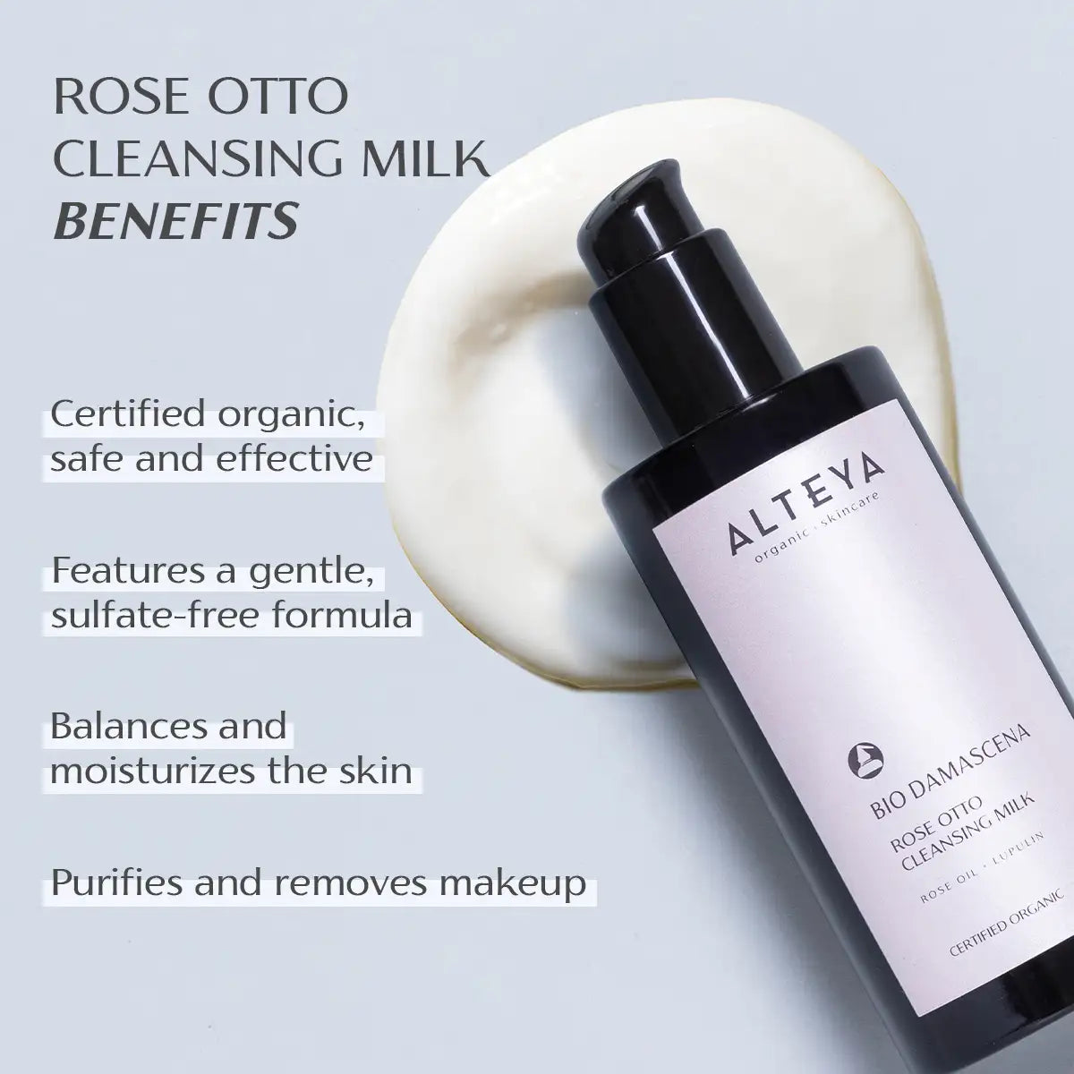 benefits  rose otto cleansing milk bio damascena