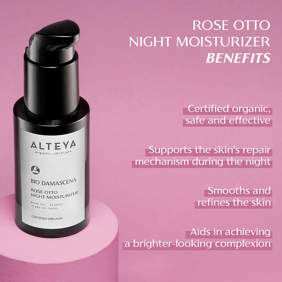 benefits rose otto night moisturizer bio damascena