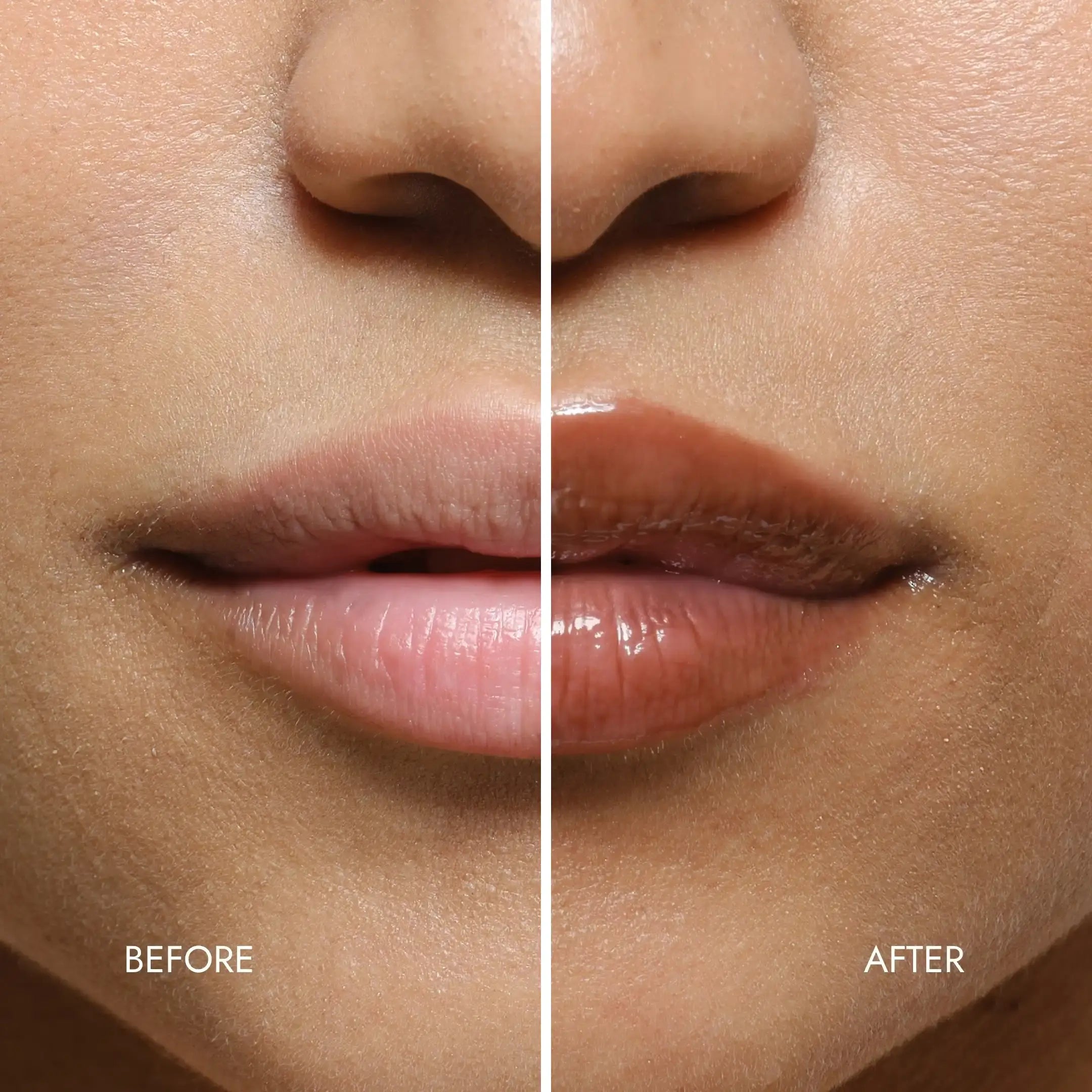 peptide lip tint gloss caramel glaze before after