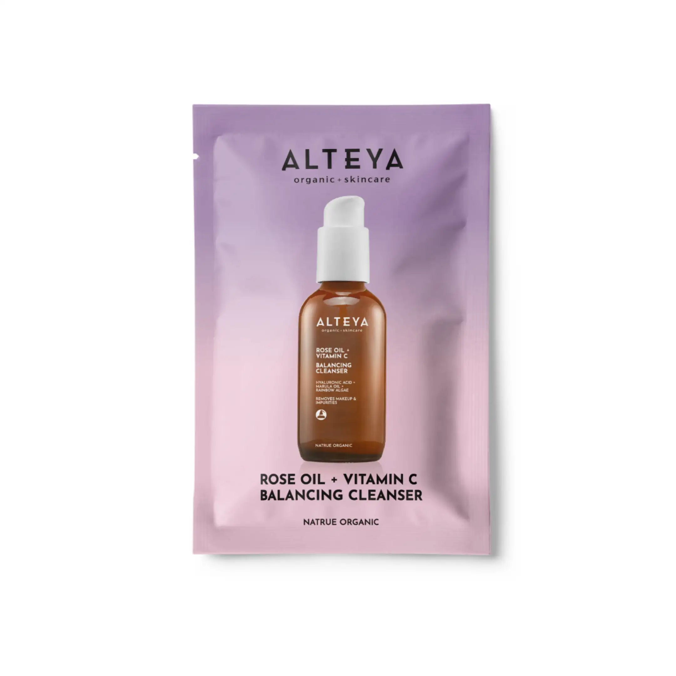 Face cleanser with Vitamin C, Hyaluronic Acid, Rose Oil and Rainbow Algae for gentle cleansing, hydration and radiant skin